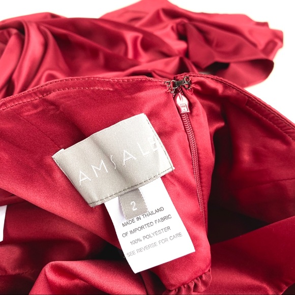 Amsale | cranberry ruby red silky sweetheart gown - Picture 8 of 8